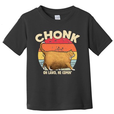 Chonk Cat Oh Lawd He Comin Funny Cat Meme Vintage Style Toddler T-Shirt