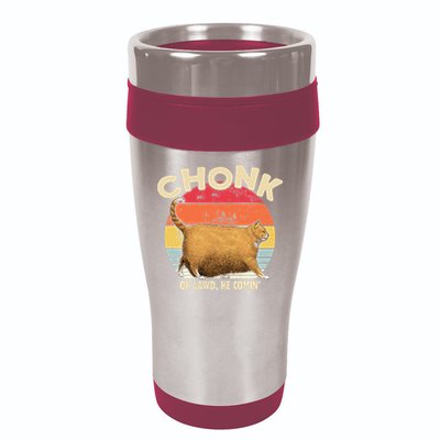Chonk Cat Oh Lawd He Comin Funny Cat Meme Vintage Style 16oz Travel Tumbler