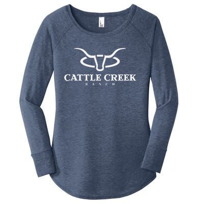 Cattle Creek Original White Logo Women's Perfect Tri Tunic Long Sleeve Shirt