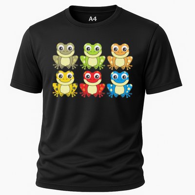 Colorful Collection Of Frogs Animal Lover Graphic Cooling Performance Crew T-Shirt