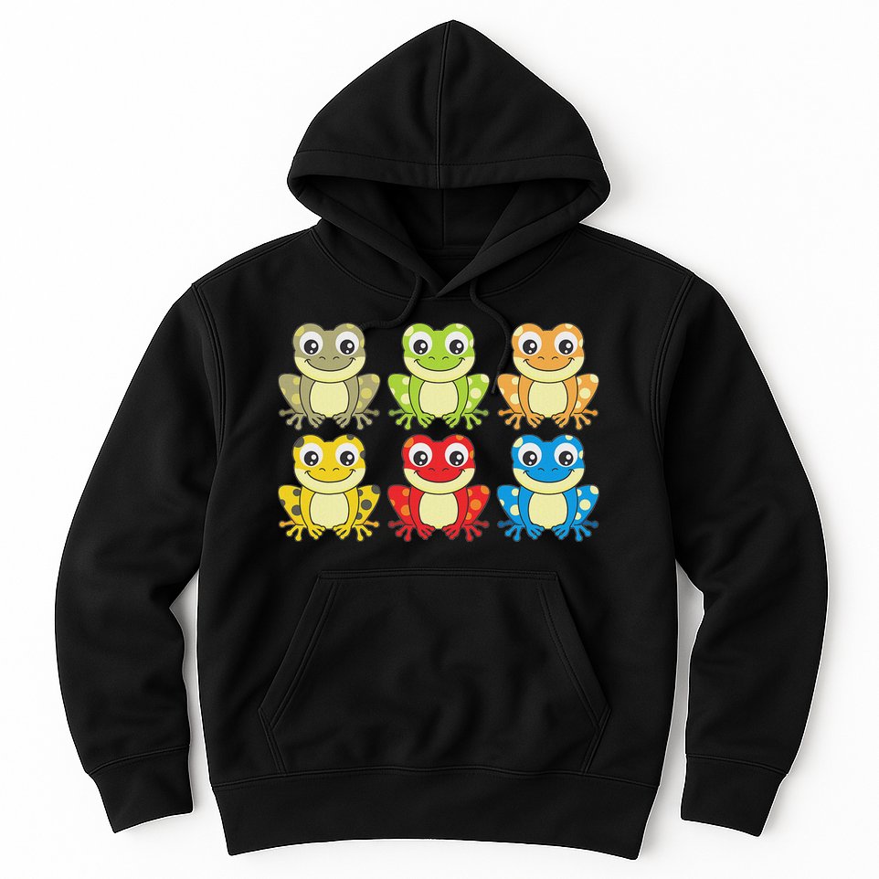 Colorful Collection Of Frogs Animal Lover Graphic Hoodie