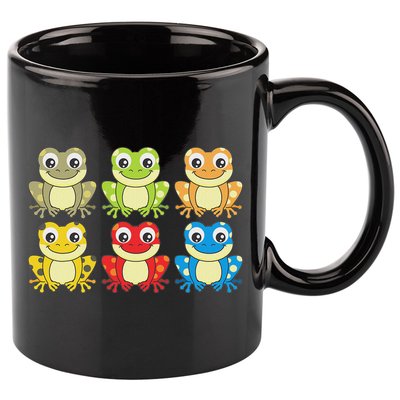 Colorful Collection Of Frogs Animal Lover Graphic 11oz C Handle Ceramic Mug