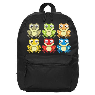 Colorful Collection Of Frogs Animal Lover Graphic 16 in Basic Backpack