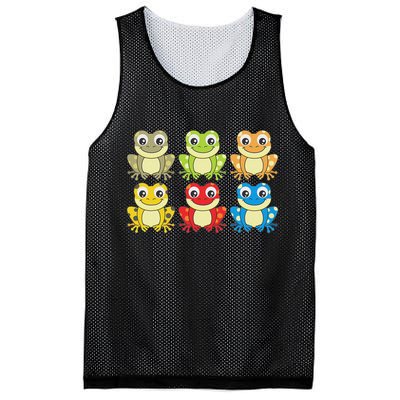 Colorful Collection Of Frogs Animal Lover Graphic Mesh Reversible Basketball Jersey Tank