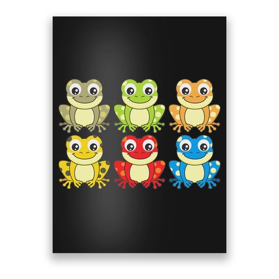 Colorful Collection Of Frogs Animal Lover Graphic Poster