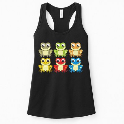 Colorful Collection Of Frogs Animal Lover Graphic Womens Tank Top