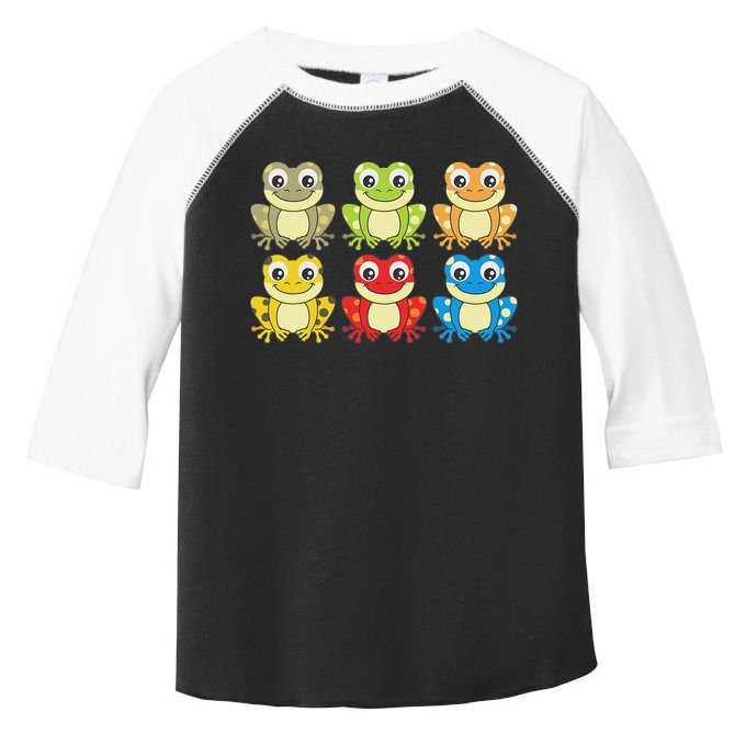 Colorful Collection Of Frogs Animal Lover Graphic Toddler Fine Jersey T-Shirt