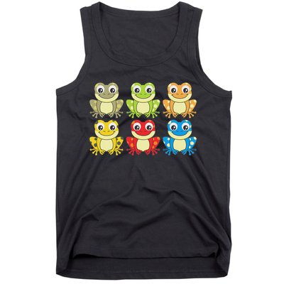 Colorful Collection Of Frogs Animal Lover Graphic Tank Top