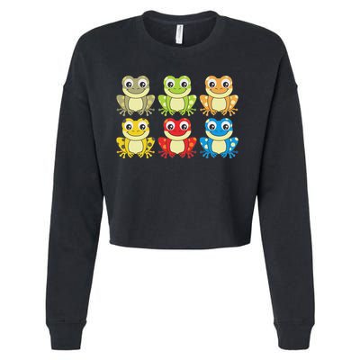 Colorful Collection Of Frogs Animal Lover Graphic Cropped Pullover Crew