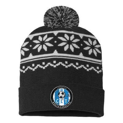 Charlotte CLT Original Design Jersey DISTRESSED  USA-Made Snowflake Beanie