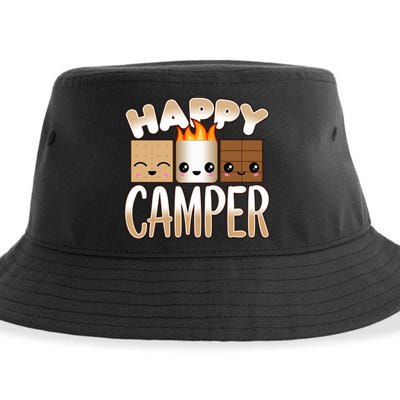 Campfire Camping Outdoor Friends Smores Happy Camper Cool Gift Sustainable Bucket Hat