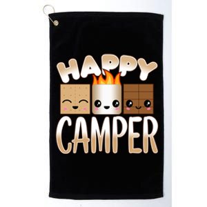 Campfire Camping Outdoor Friends Smores Happy Camper Cool Gift Platinum Collection Golf Towel