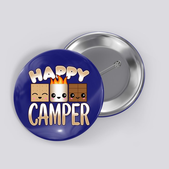 Campfire Camping Outdoor Friends Smores Happy Camper Cool Gift Button