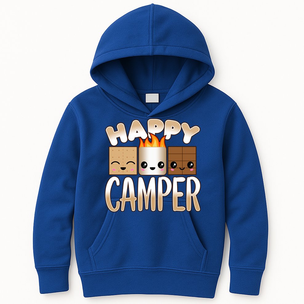 Campfire Camping Outdoor Friends Smores Happy Camper Cool Gift Kids Hoodie