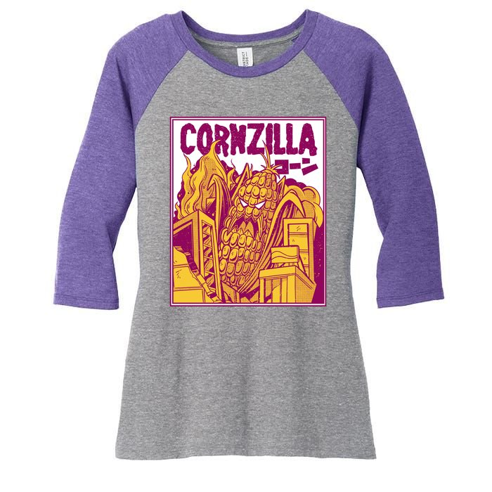 Cornzilla Women's Tri-Blend 3/4-Sleeve Raglan Shirt