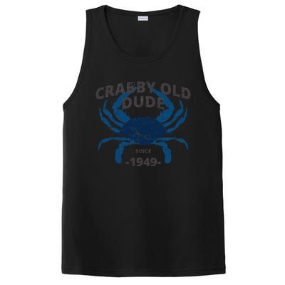 Cute Crabby Old Dude Since 1949 70th Birthday Crab Fishing PosiCharge Competitor Tank