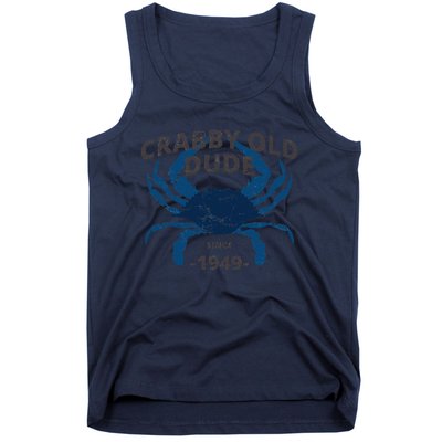 Cute Crabby Old Dude Since 1949 70th Birthday Crab Fishing Tank Top