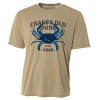 Cute Crabby Old Dude Since 1949 70th Birthday Crab Fishing Cooling Performance Crew T-Shirt