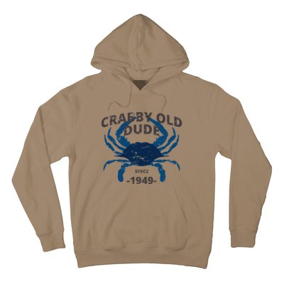 Cute Crabby Old Dude Since 1949 70th Birthday Crab Fishing Hoodie