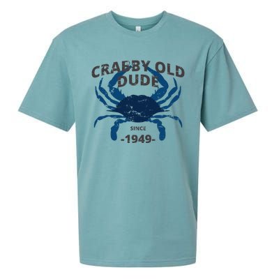 Cute Crabby Old Dude Since 1949 70th Birthday Crab Fishing Sueded Cloud Jersey T-Shirt