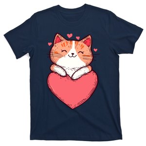 Cute Cat On Heart Kitten Love ValentineS Day Kitty Adorable T-Shirt