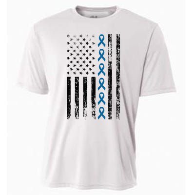 Colon Cancer Ribbon FLag Cooling Performance Crew T-Shirt