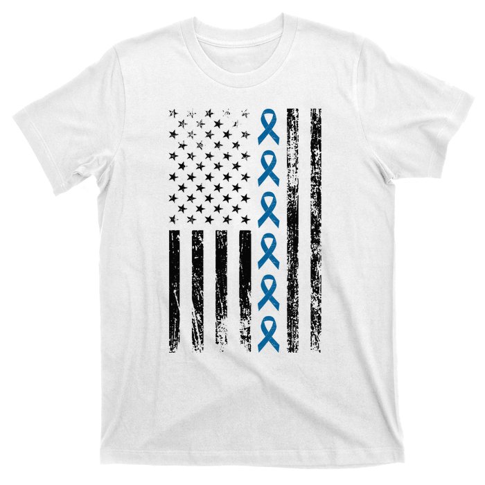 Colon Cancer Ribbon FLag T-Shirt