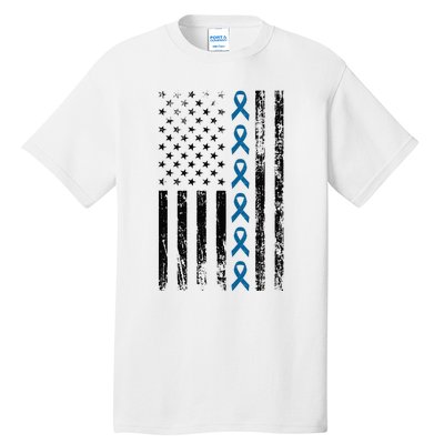 Colon Cancer Ribbon FLag Tall T-Shirt