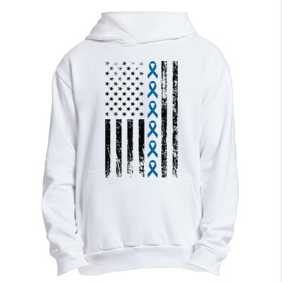 Colon Cancer Ribbon FLag Urban Pullover Hoodie