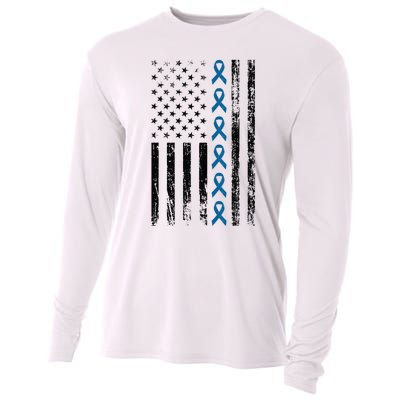 Colon Cancer Ribbon FLag Cooling Performance Long Sleeve Crew