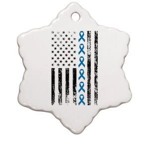 Colon Cancer Ribbon FLag Ceramic Star Ornament