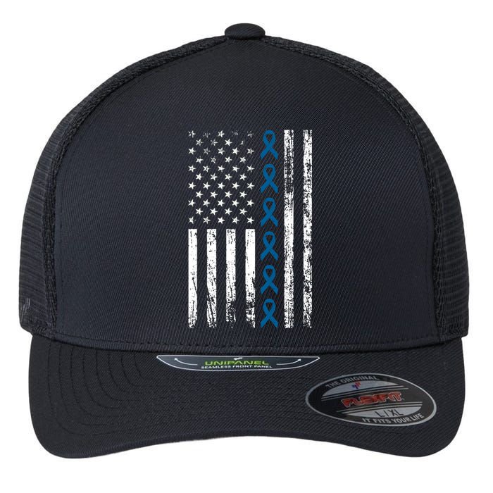 Colon Cancer Ribbon Flexfit Unipanel Trucker Cap