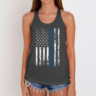 Colon Cancer Ribbon Women's Knotted Racerback Tank