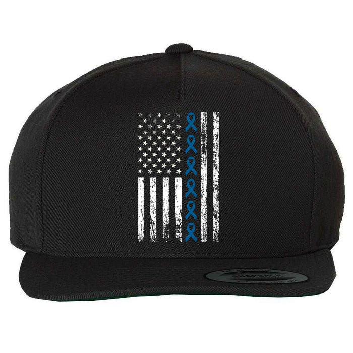 Colon Cancer Ribbon Wool Snapback Cap