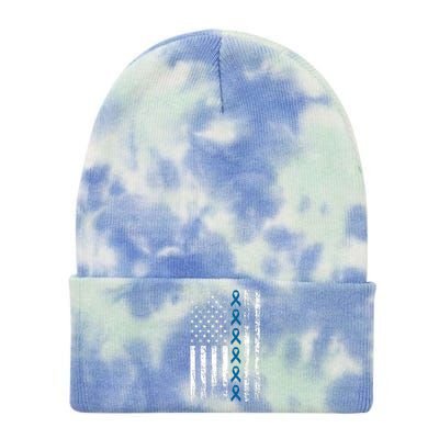 Colon Cancer Ribbon Tie Dye 12in Knit Beanie