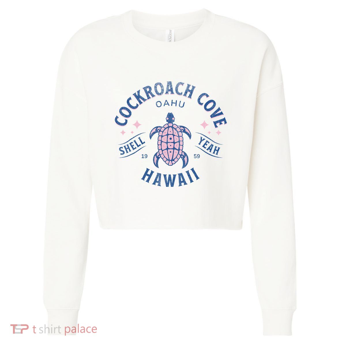 Cockroach Cove Oahu Hawaii Sea Turtle Cropped Pullover Crew