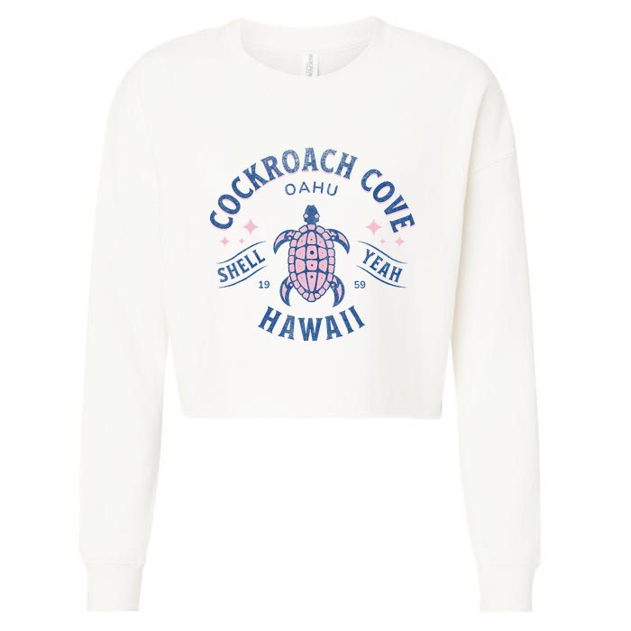Cockroach Cove Oahu Hawaii Sea Turtle Cropped Pullover Crew