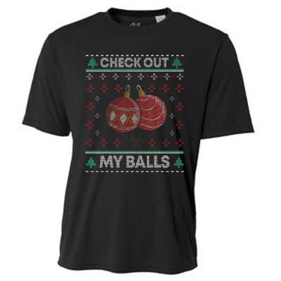 Christmas Check Out My Balls Funny Sarcastic XMas Cooling Performance Crew T-Shirt