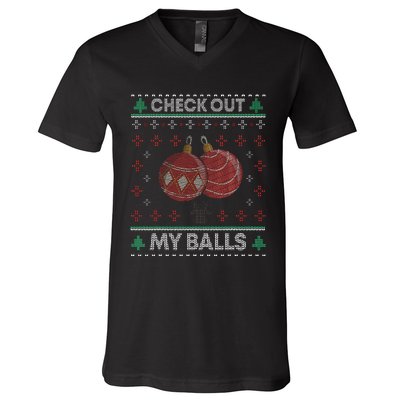 Christmas Check Out My Balls Funny Sarcastic XMas V-Neck T-Shirt