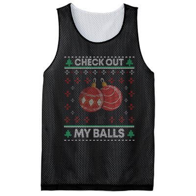 Christmas Check Out My Balls Funny Sarcastic XMas Mesh Reversible Basketball Jersey Tank