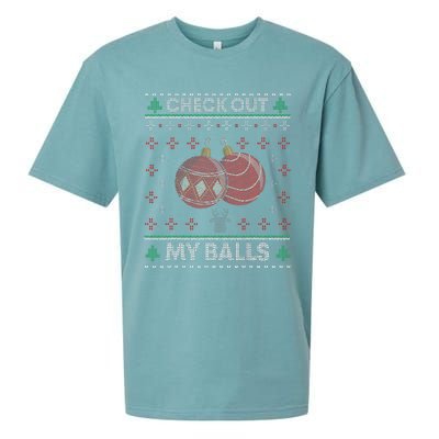 Christmas Check Out My Balls Funny Sarcastic XMas Sueded Cloud Jersey T-Shirt