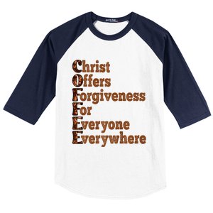 Coffee Christ Offers Forgiveness For Everyone Everywhere  Baseball Sleeve Shirt