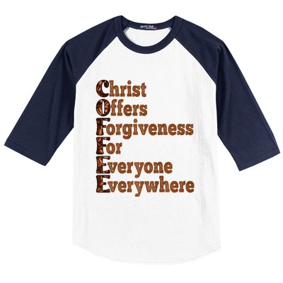 Coffee Christ Offers Forgiveness For Everyone Everywhere  Baseball Sleeve Shirt