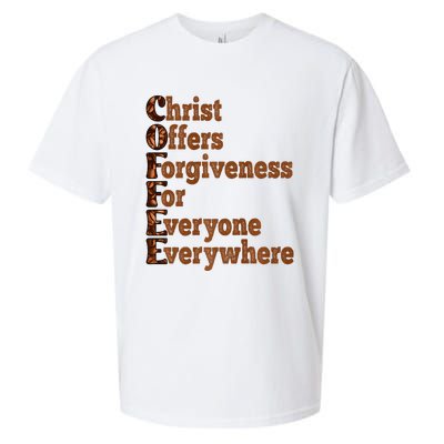 Coffee Christ Offers Forgiveness For Everyone Everywhere  Sueded Cloud Jersey T-Shirt