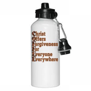 Coffee Christ Offers Forgiveness For Everyone Everywhere  Aluminum Water Bottle 