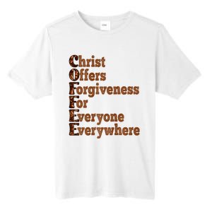 Coffee Christ Offers Forgiveness For Everyone Everywhere  Tall Fusion ChromaSoft Performance T-Shirt