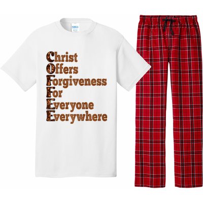 Coffee Christ Offers Forgiveness For Everyone Everywhere  Pajama Set