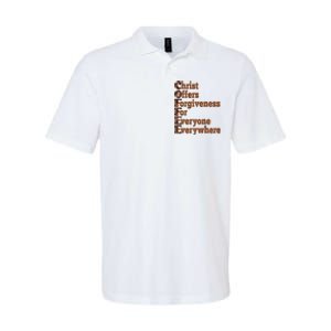 Coffee Christ Offers Forgiveness For Everyone Everywhere  Softstyle Adult Sport Polo