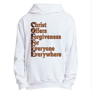 Coffee Christ Offers Forgiveness For Everyone Everywhere  Urban Pullover Hoodie