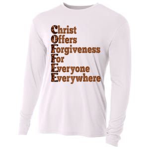 Coffee Christ Offers Forgiveness For Everyone Everywhere  Cooling Performance Long Sleeve Crew